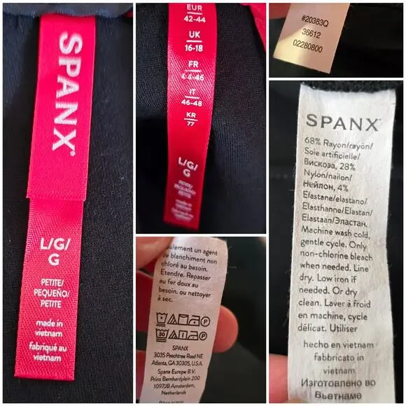 Spanx Perfect Sleeveless Jumpsuit Large Petite LP Black Stretch Ponte Knit Vneck - Picture 4 of 10